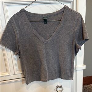Wild Fable (Target) Gray V-Neck Crop Top